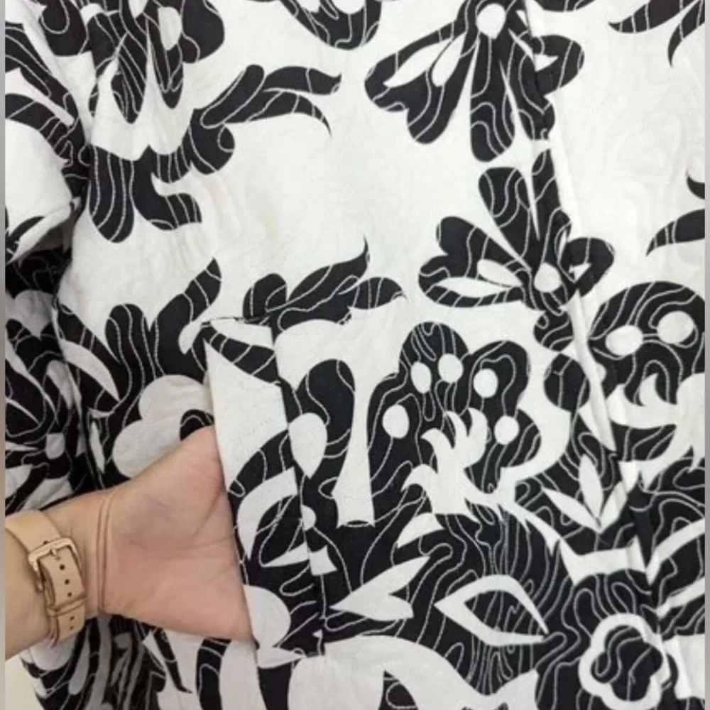 Zara QUILTED PRINTED JACKET. Ecru/Black. Size S. New with Tags. - Picture 6 of 12